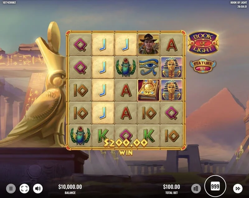 Book of Lights - dobitna linija v osnovni igri z Multiplier Wild